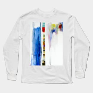 Yellow and blue modern abstract painting Long Sleeve T-Shirt